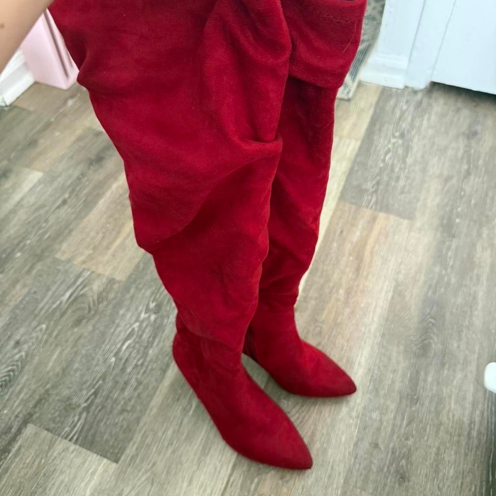 Red suede knee high boots U.S size 7.5